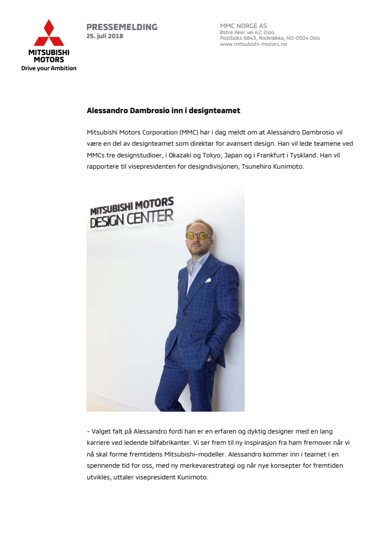 Alessandro Dambrosio inn i designteamet