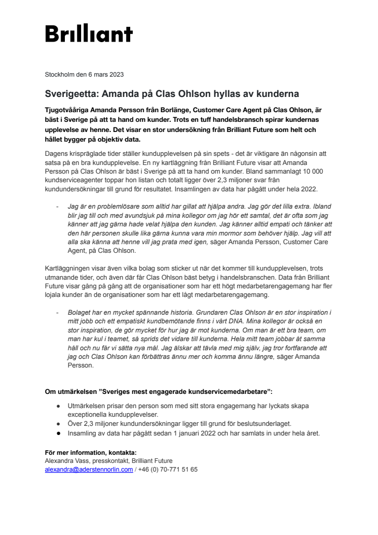 2023-03-06 Brilliant Future pressmeddelande_Sverigeetta - Amanda på Clas Ohlson hyllas av kunderna .docx.pdf