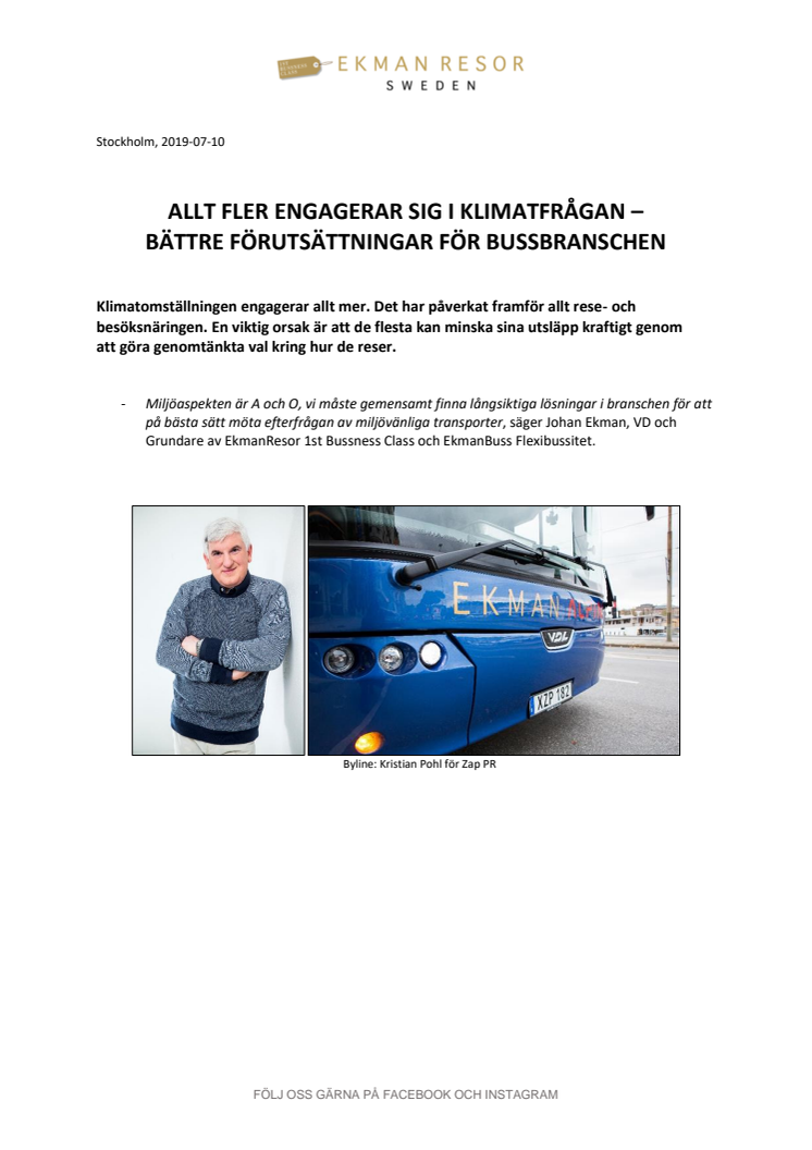 ALLT FLER ENGAGERAR SIG I KLIMATFRÅGAN –  BÄTTRE FÖRUTSÄTTNINGAR FÖR BUSSBRANSCHEN 