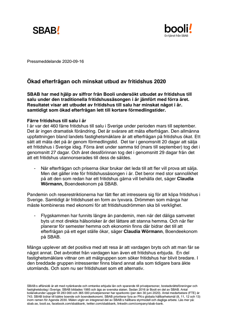  Ökad efterfrågan och minskat utbud av fritidshus 2020