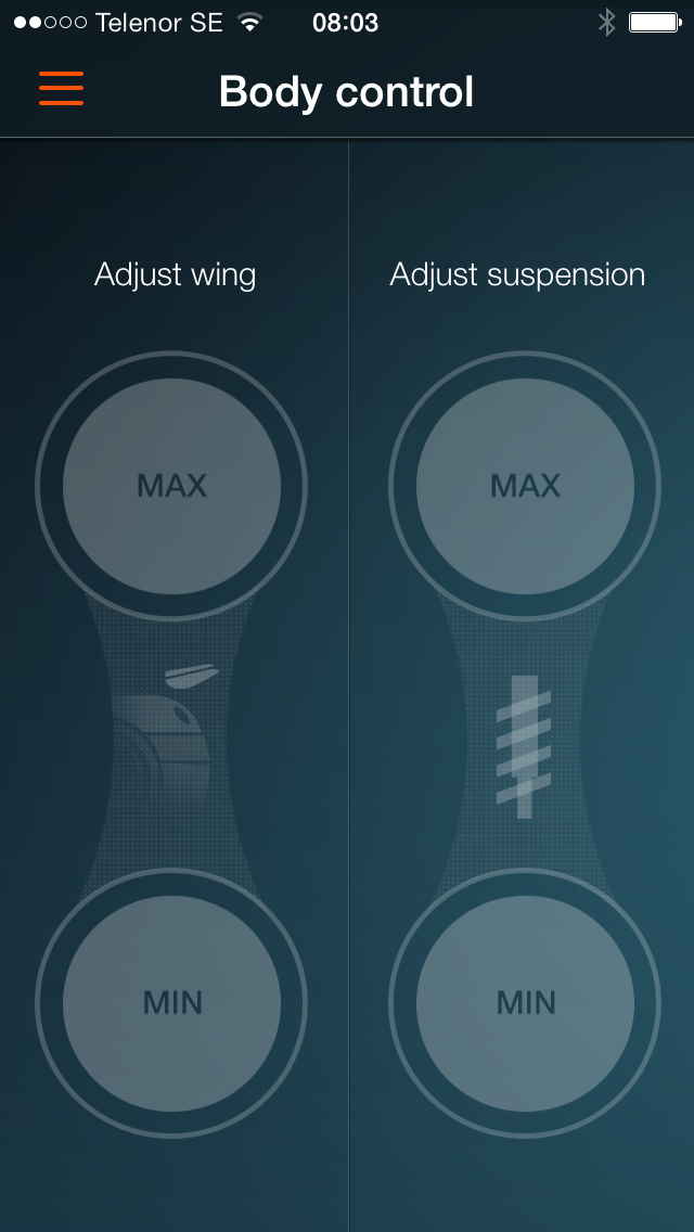 Koenigsegg One:1 app Body Control