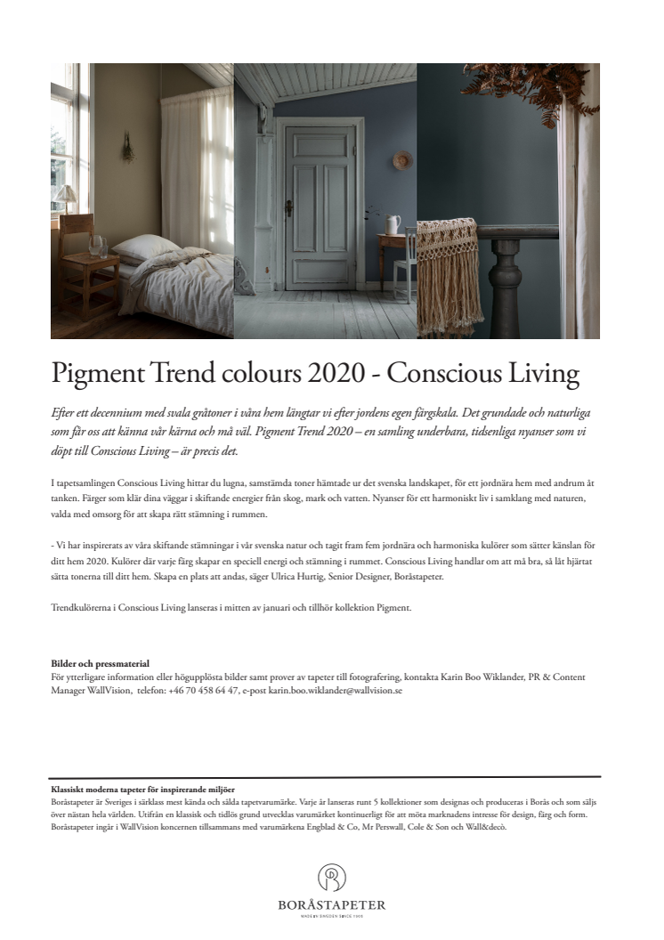 Pigment Trend colours 2020 - Conscious Living