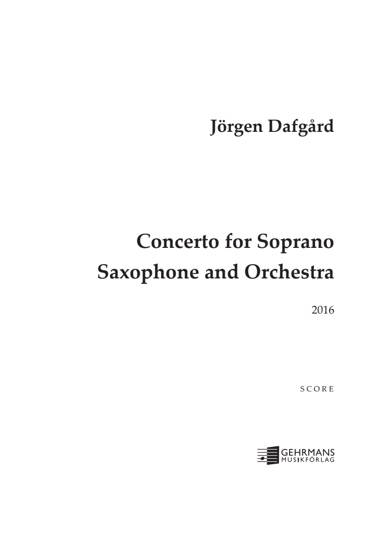 Dafgård-Konsert för sopransaxofon-partitur