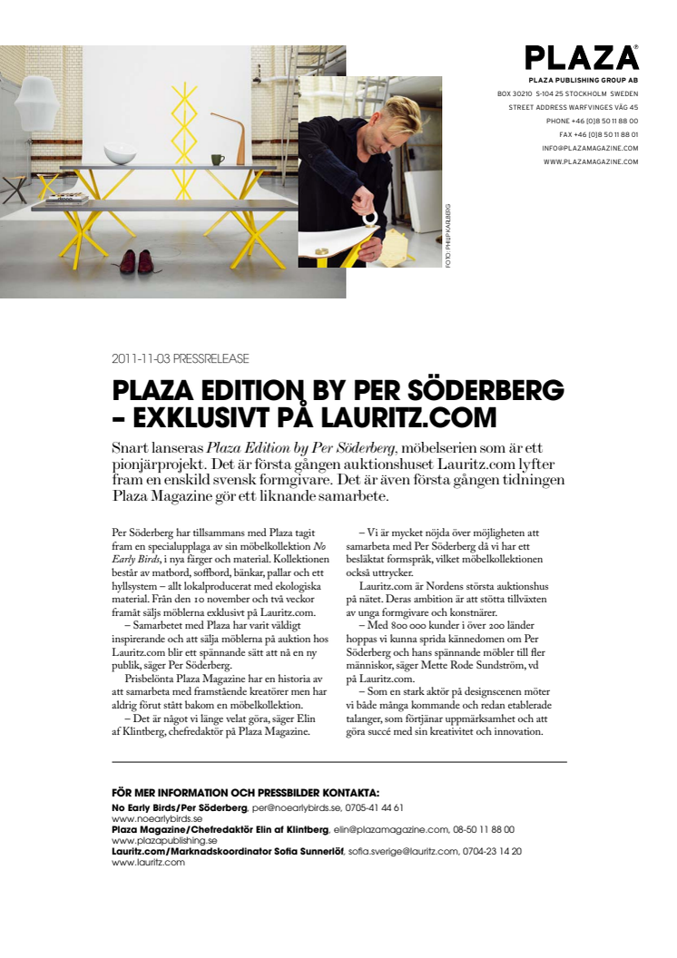 Plaza Edition by Per Söderberg - Exklusivt på Lauritz.com 
