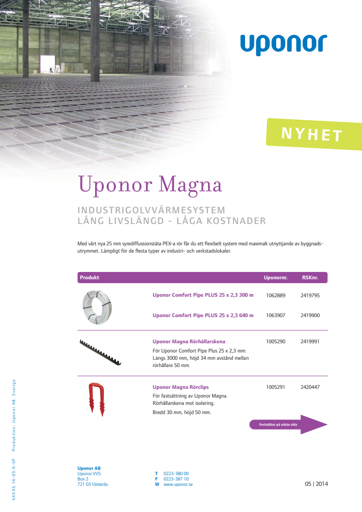 Uponor Magna - Industrigolvvärme