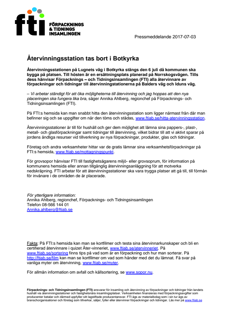 Återvinningsstation tas bort i Botkyrka