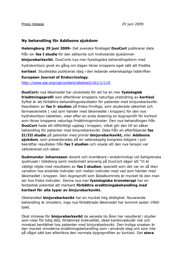 Ny behandling för Addisons sjukdom 