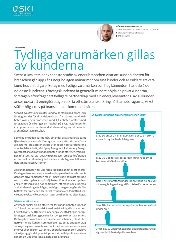 Svenskt Kvalitetsindex om energibranschen 2019