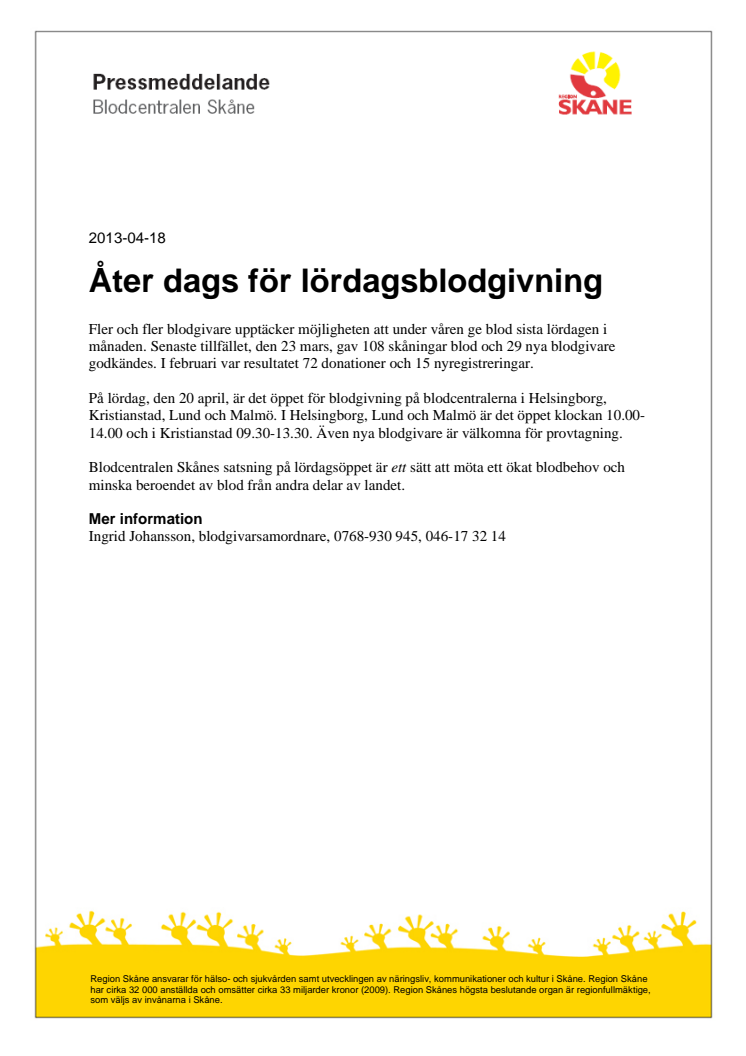 Åter dags för lördagsblodgivning