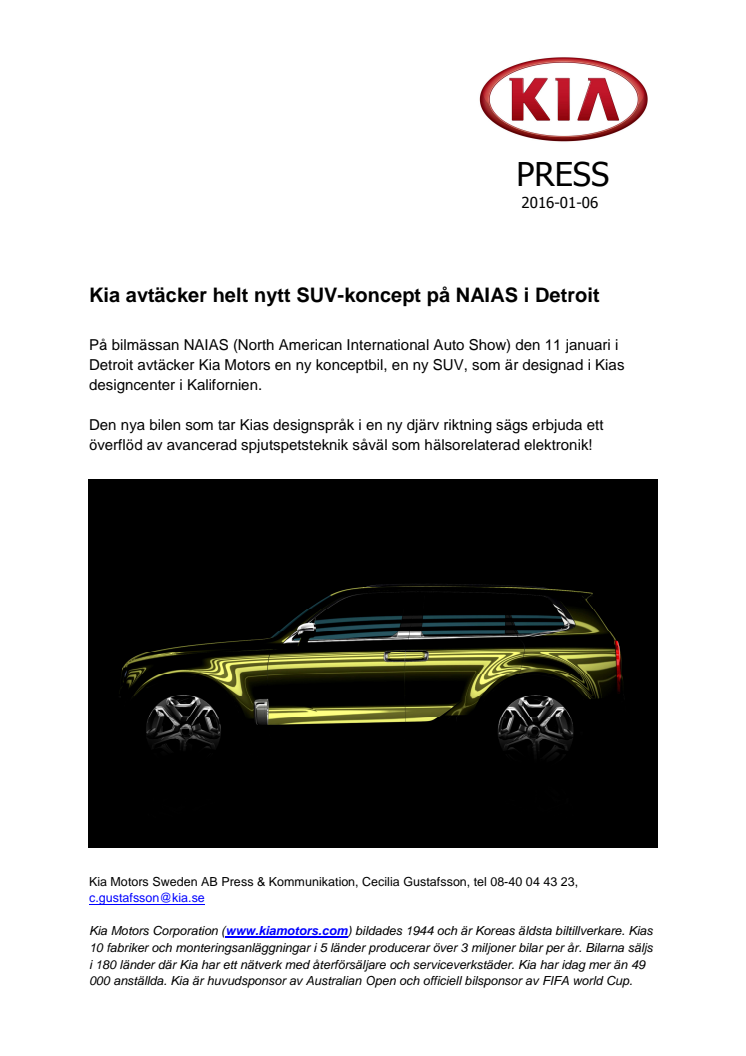 Kia avtäcker helt nytt SUV-koncept på NAIAS i Detroit