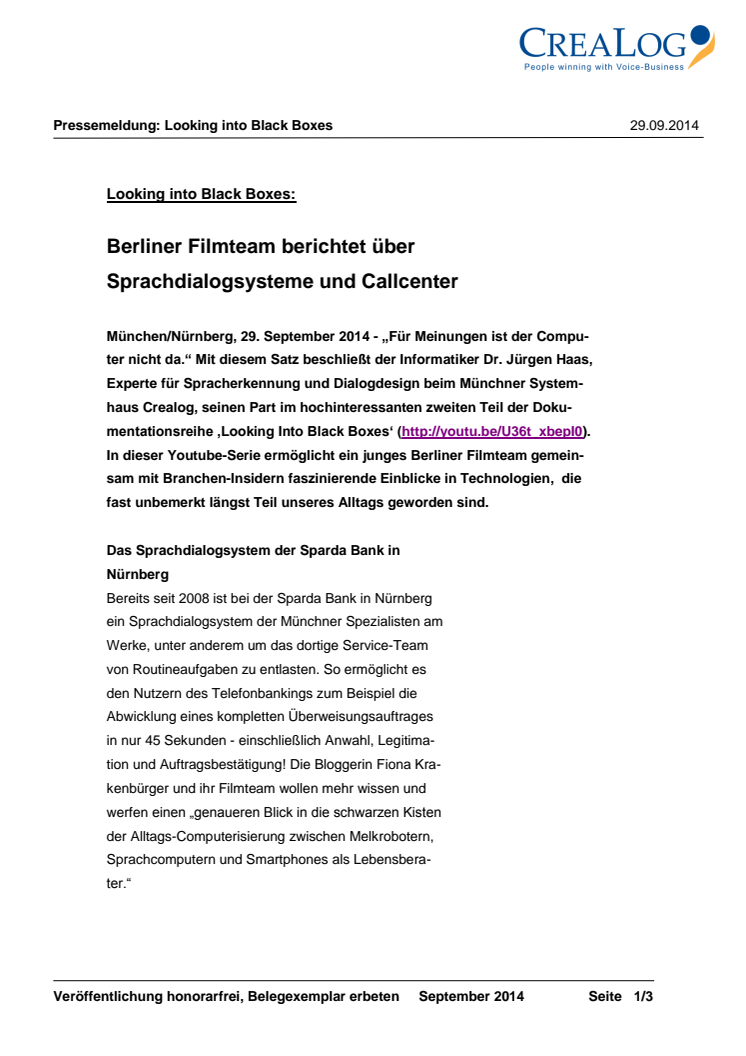 Looking into Black Boxes: Berliner Filmteam berichtet über Sprachdialogsysteme und Callcenter