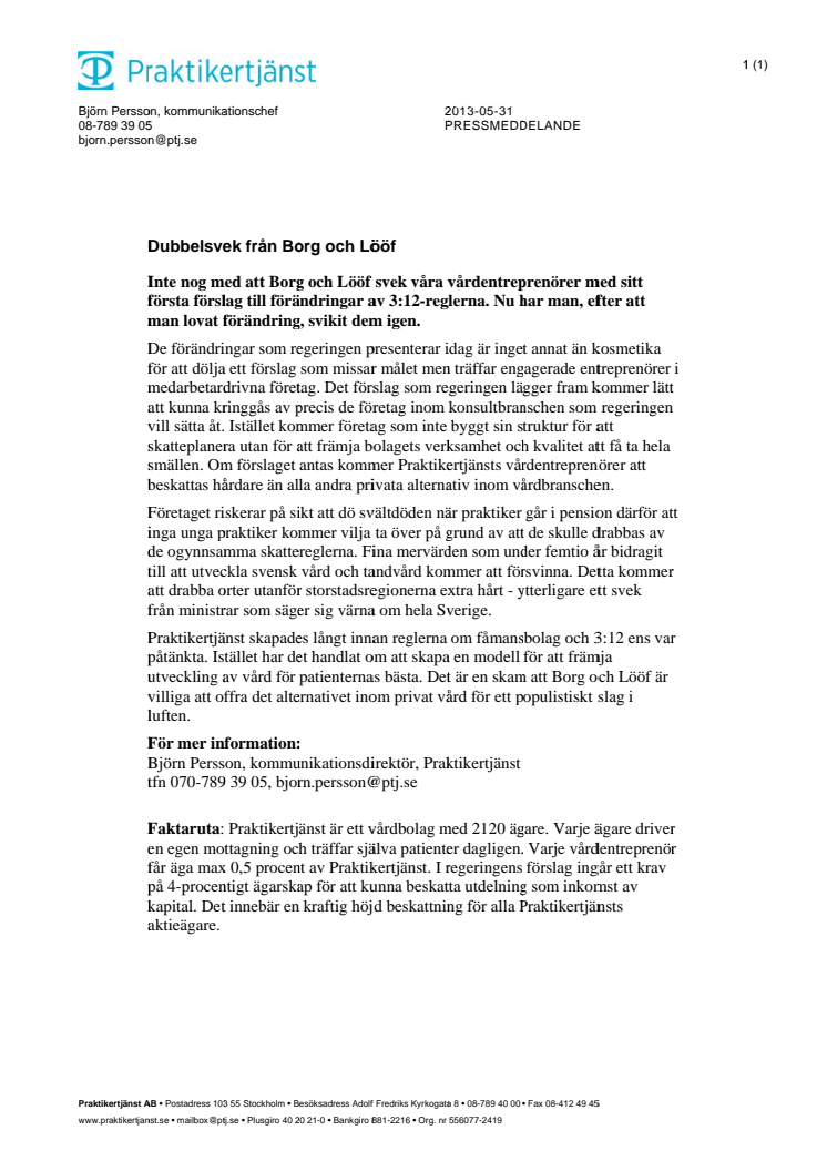 Dubbelsvek från Borg och Lööf