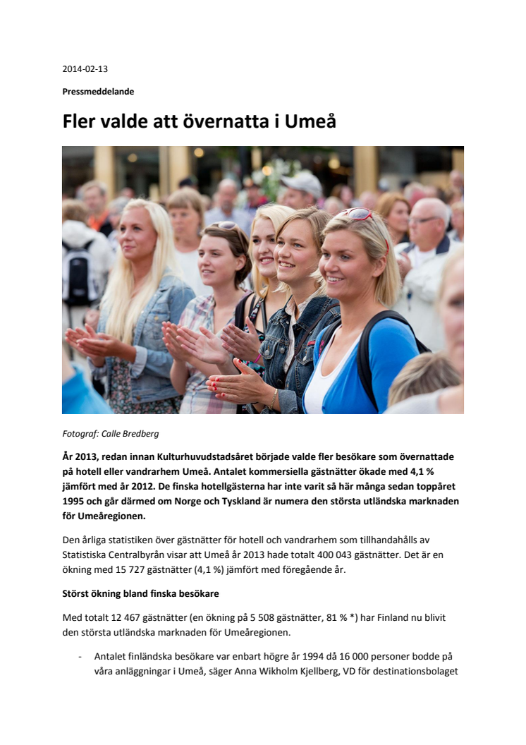 Fler valde att övernatta i Umeå