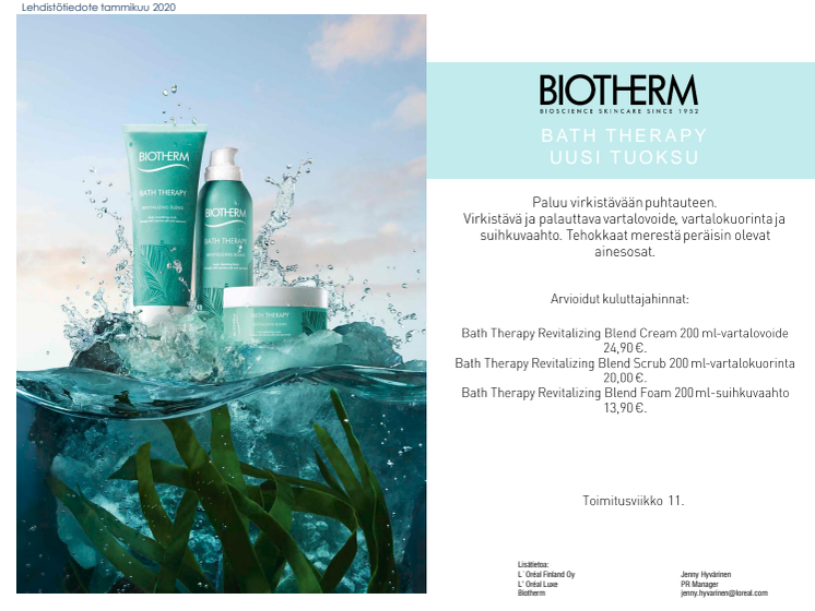 Paluu virkistävään puhtauteen— Biotherm Bath Therapy Revitalizing Blend