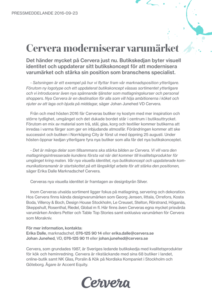 Cervera moderniserar varumärket 