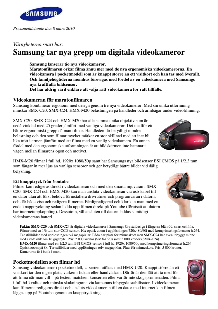 Samsung tar nya grepp om digitala videokameror