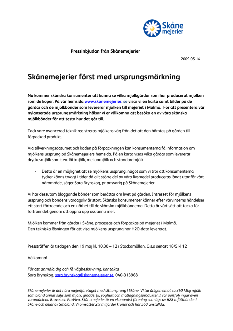 Skånemejerier först med ursprungsmärkning