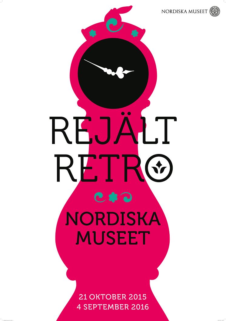 Rejält retro – målade allmogemöbler 1750–1850 på Nordiska museet. Affisch: Futurniture