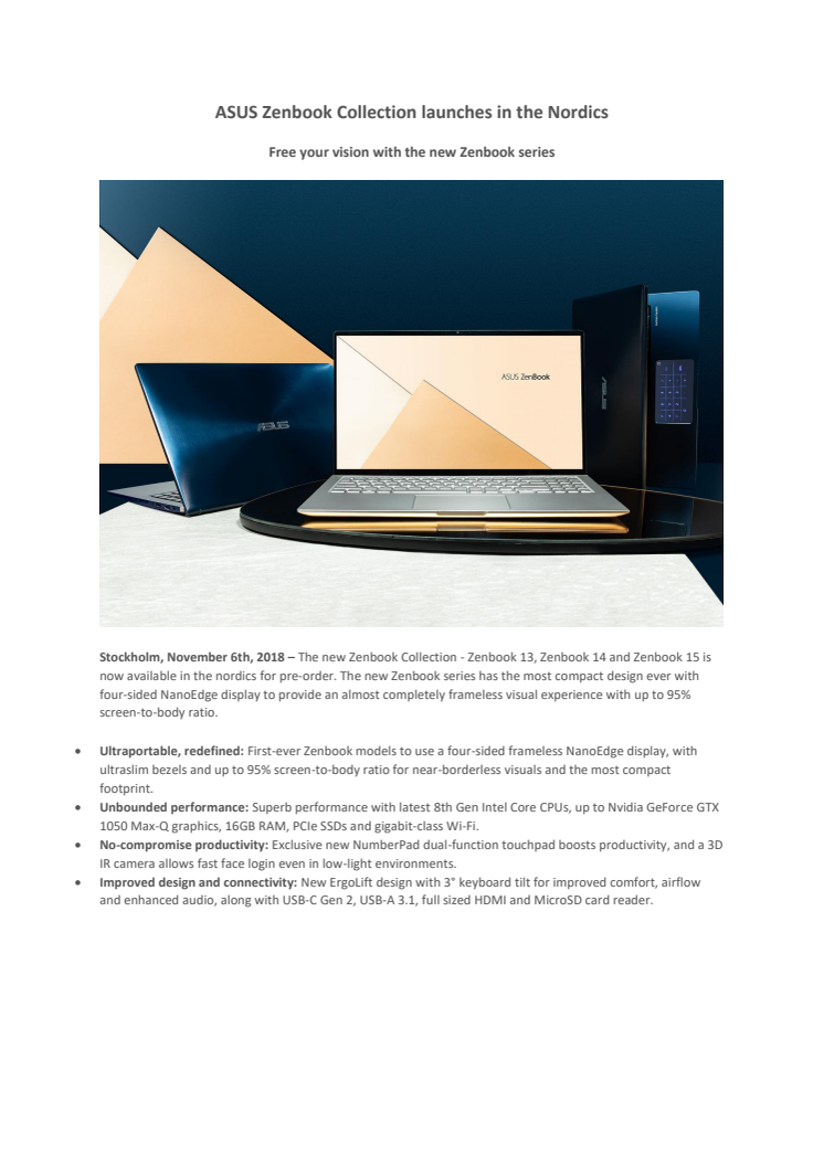 ASUS Zenbook Collection lanceret i Danmark – Free your vision with the new Zenbook-series