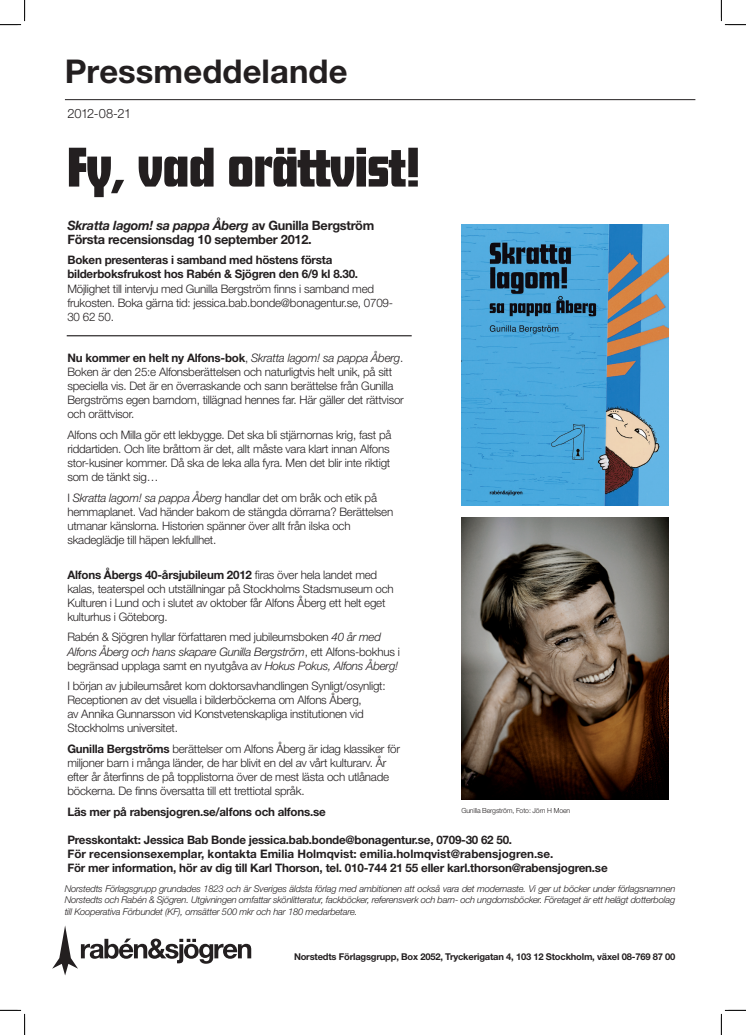 Nu kommer en ny, efterlängtad bok om Alfons Åberg: Skratta lagom! sa pappa Åberg