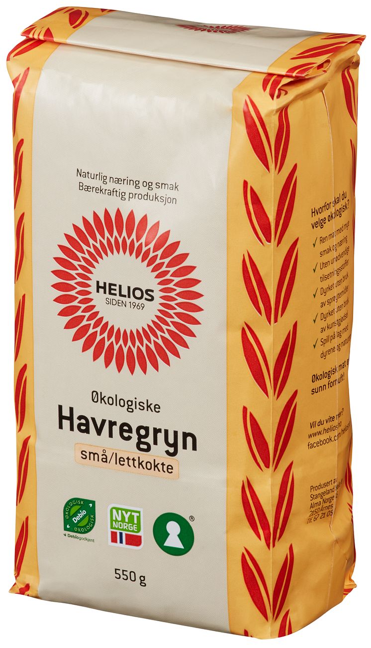Helios havregryn små/lettkokte økologisk 550 g skrått