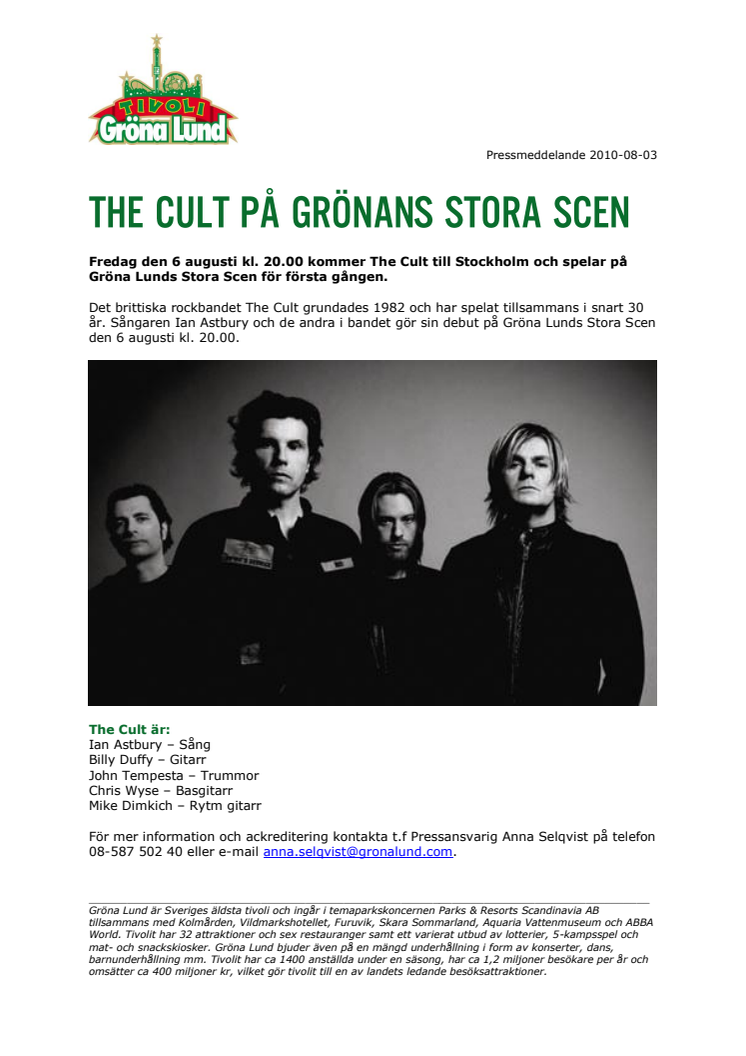 The Cult på Grönans Stora Scen