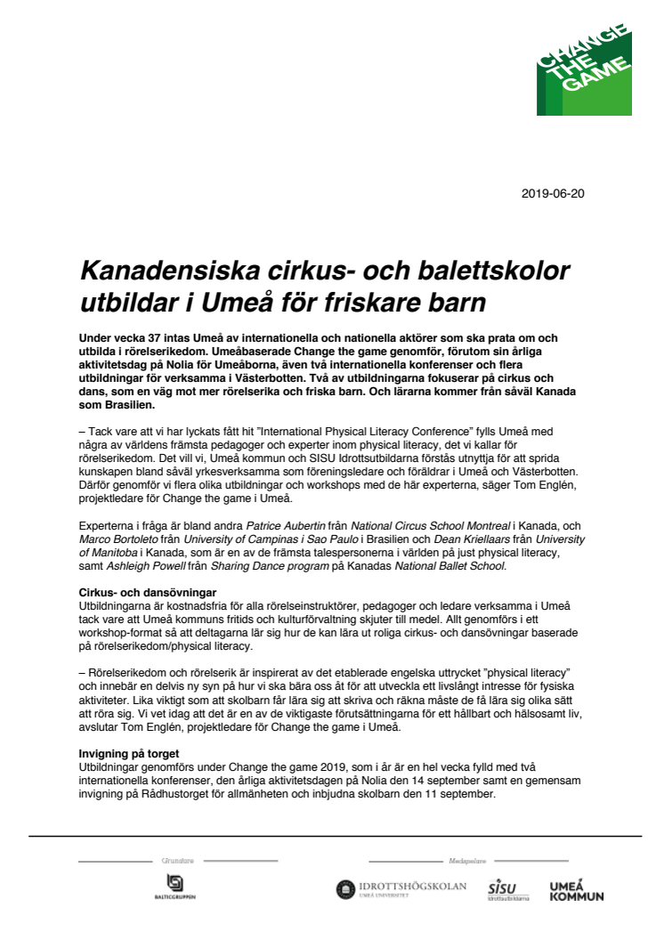 Kanadensiska cirkus- och balettskolor utbildar i Umeå för friskare barn