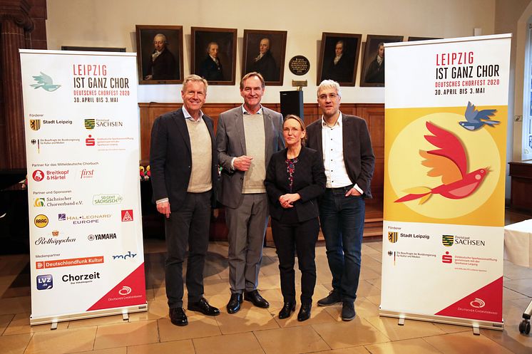 Christian Wulff, Burkhard Jung, Veronika Petzold und Tobias Rosenthal (v.l.) stellen das Deutsche Chorfest 2020 vor