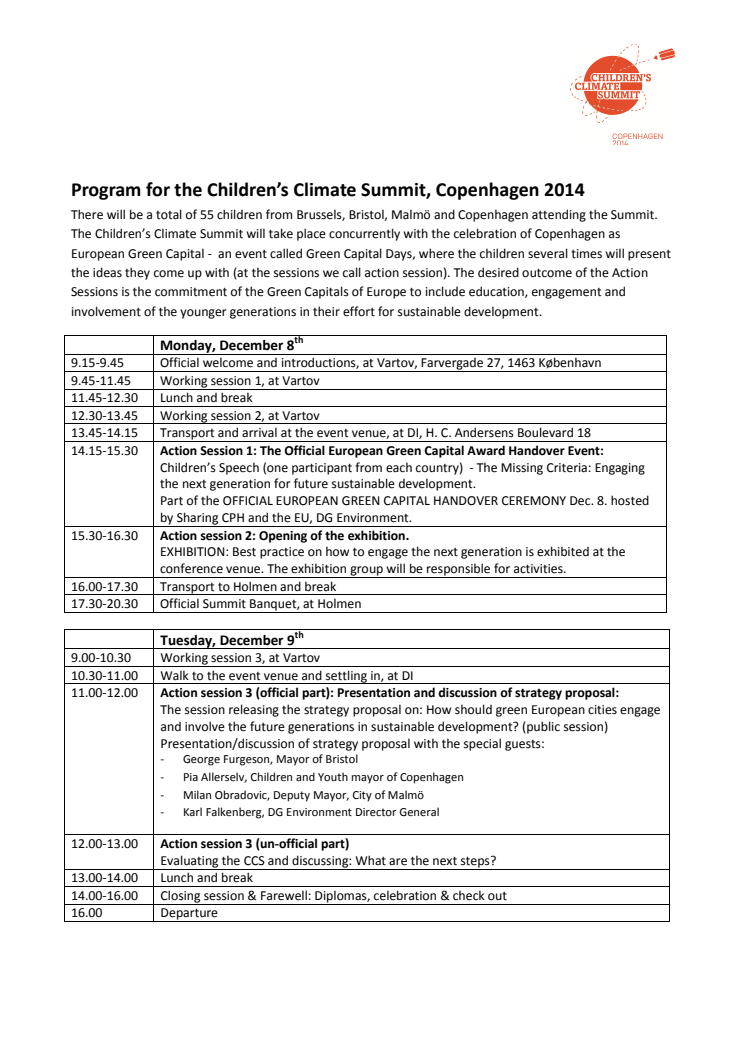 Program: Children's climate summit