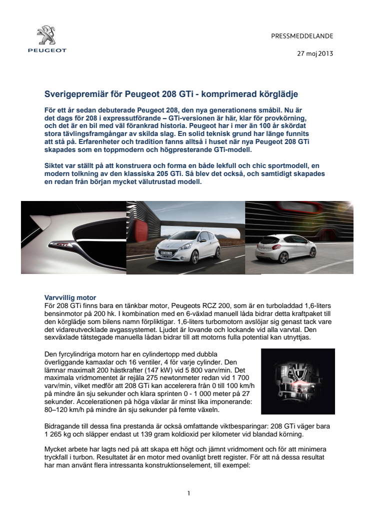 Sverigepremiär för Peugeot 208 GTi - komprimerad körglädje