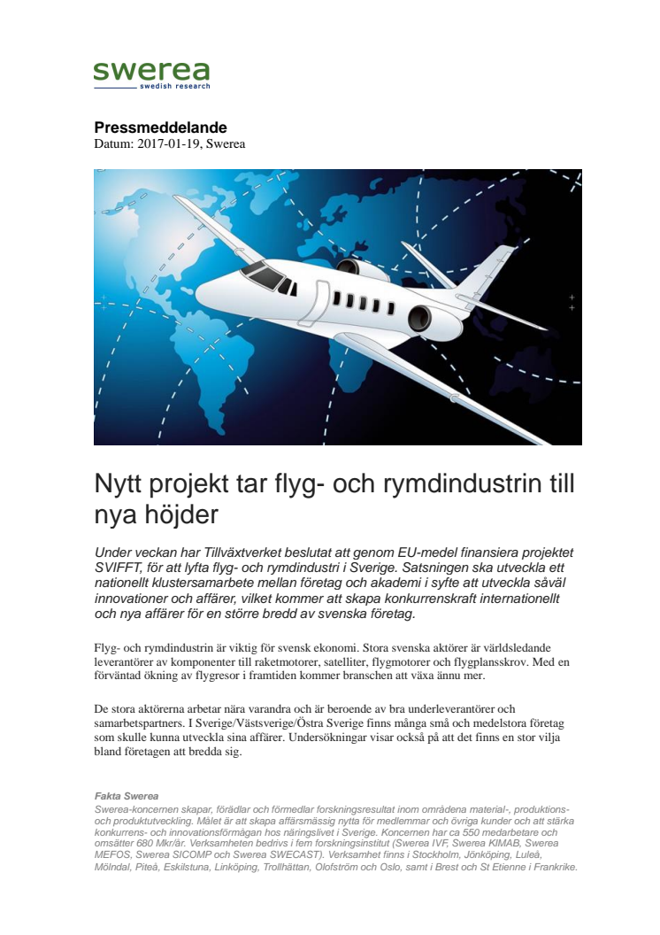 Nytt projekt tar flyg- och rymdindustrin till nya höjder