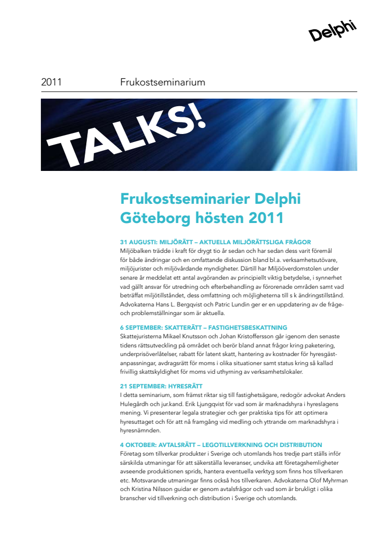 Delphi bjuder in till frukostseminarium i Göteborg