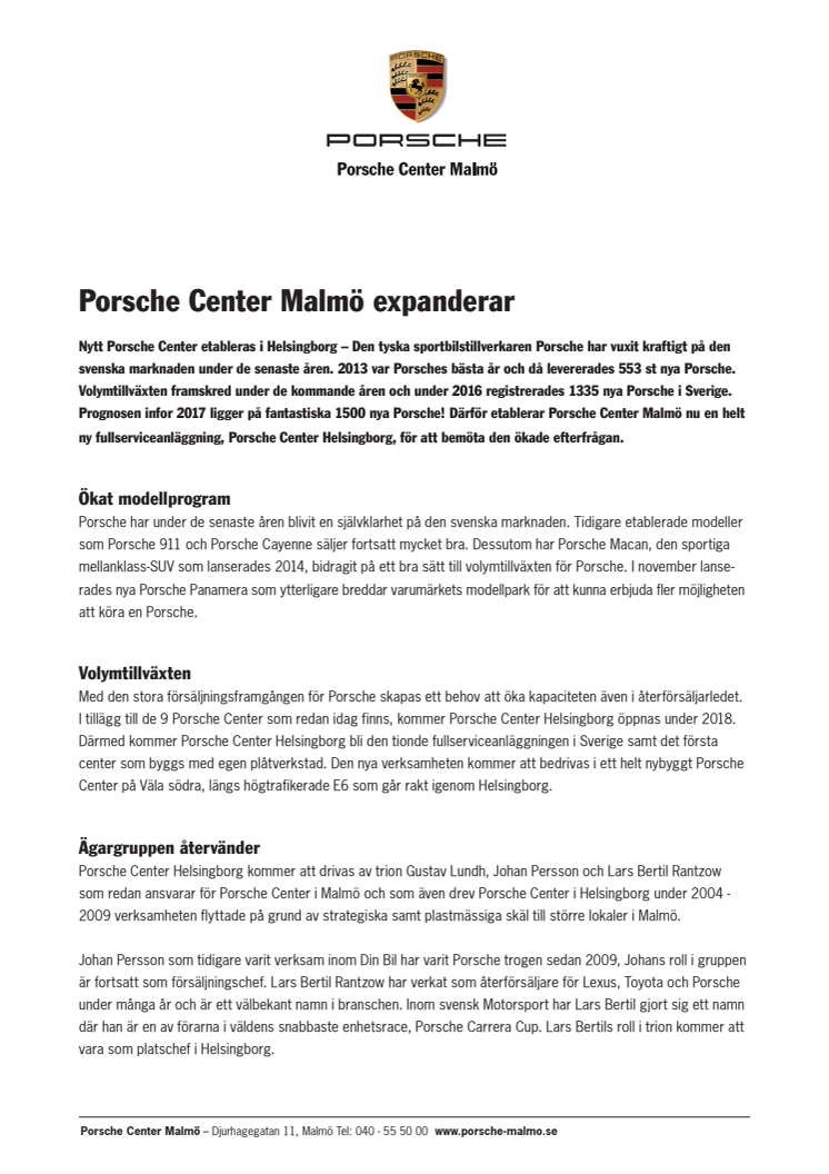 Porsche Center Malmö expanderar!
