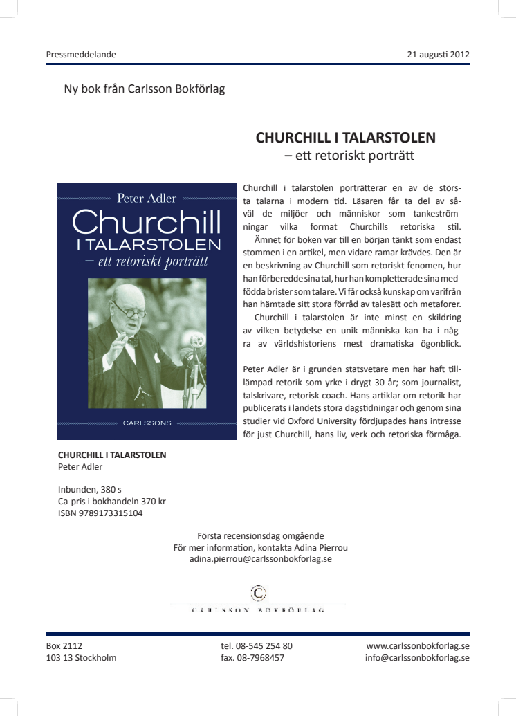 Ny bok: Churchill i talarstolen