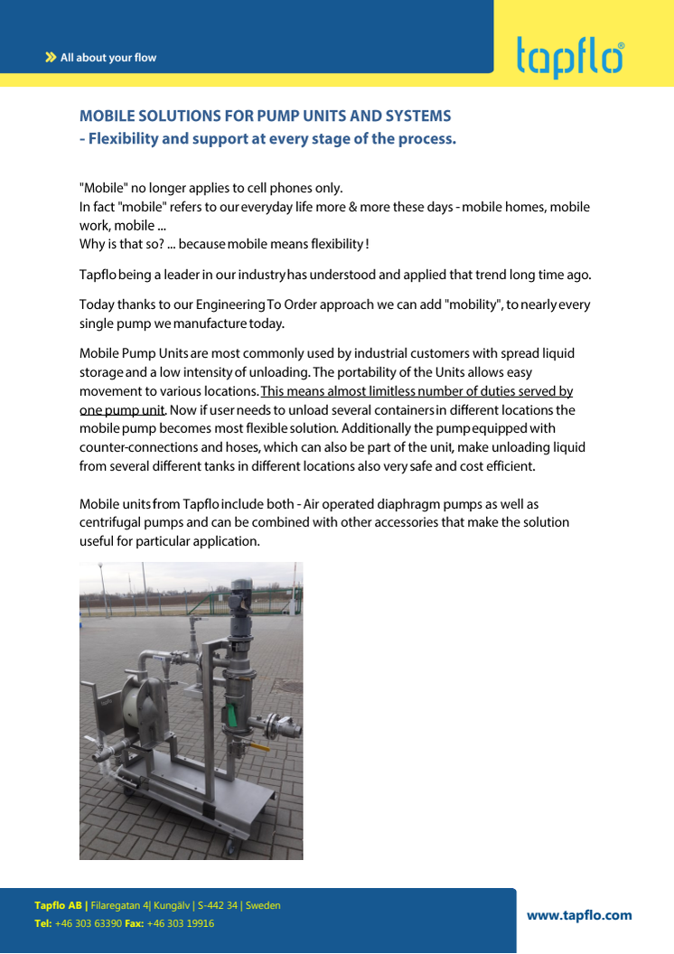 MOBILE SOLUTIONS FOR PUMP UNITS AND SYSTEMS  - Flexibility and support at every stage of the process.