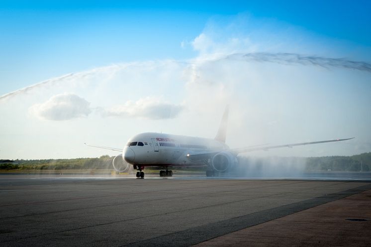 Water salute Air India at Arlanda