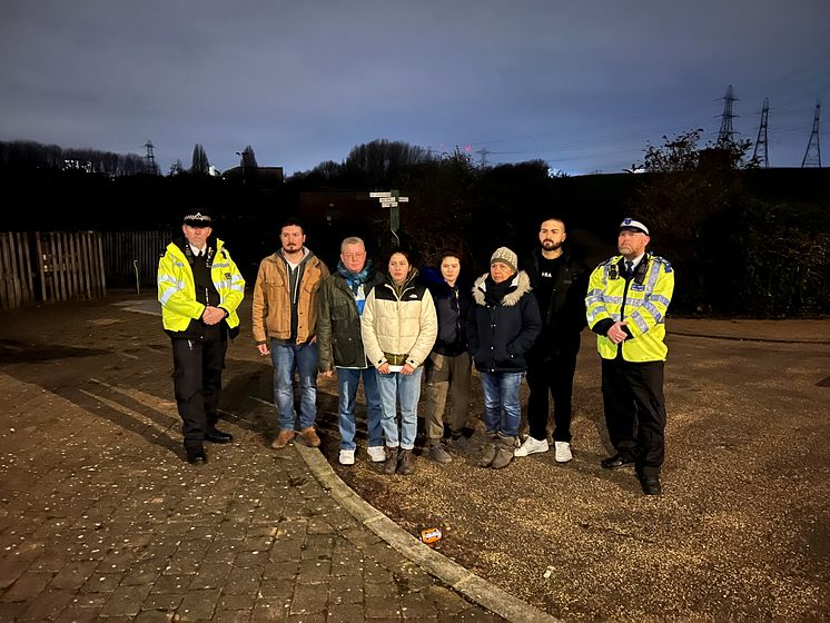 Officers with Nathan's relatives on 4 February