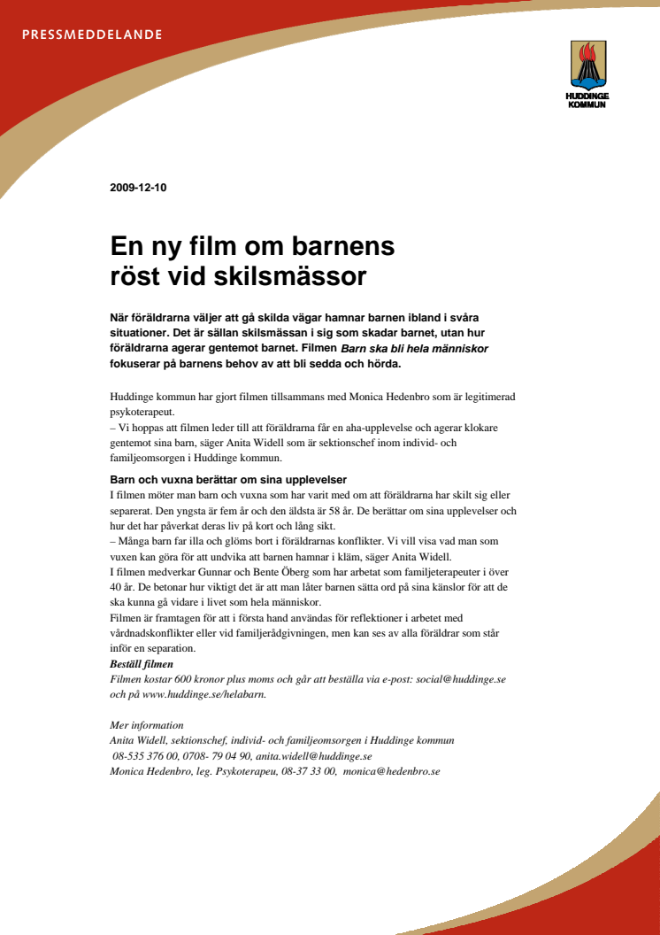 En ny film om barnens röst vid skilsmässor