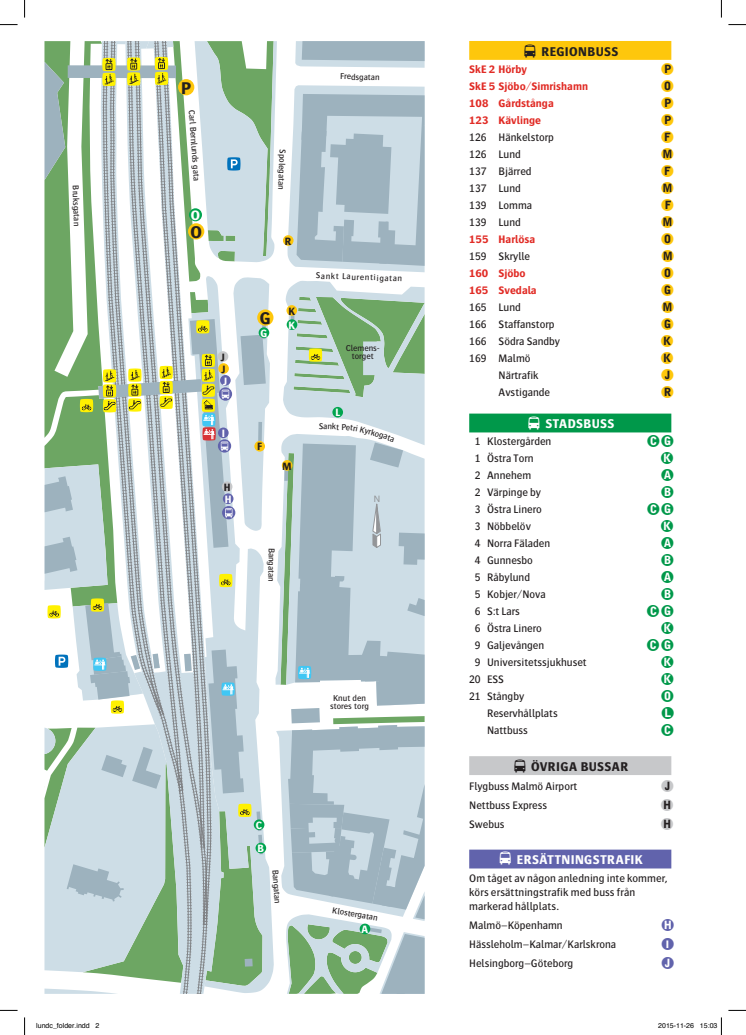 Karta Lund C med hållplatslägen