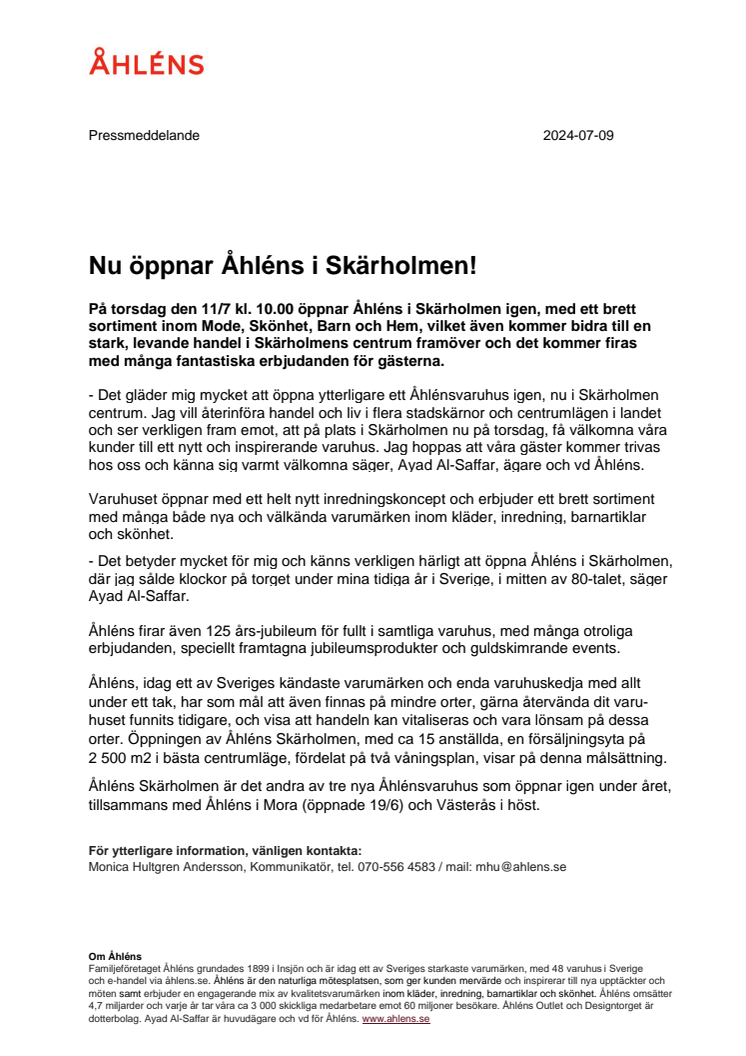 Pressmeddelande - Nu öppnar Åhléns i Skärholmen_240709.pdf