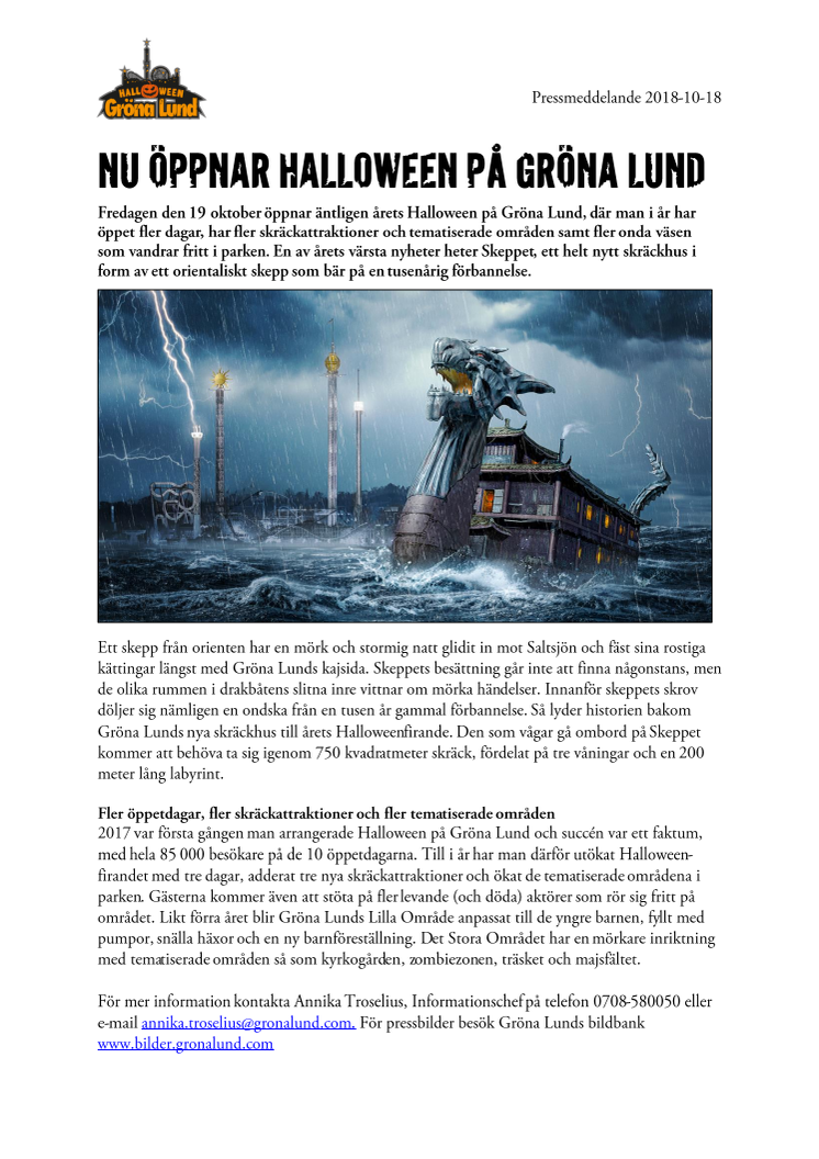 Nu öppnar Halloween på Gröna Lund