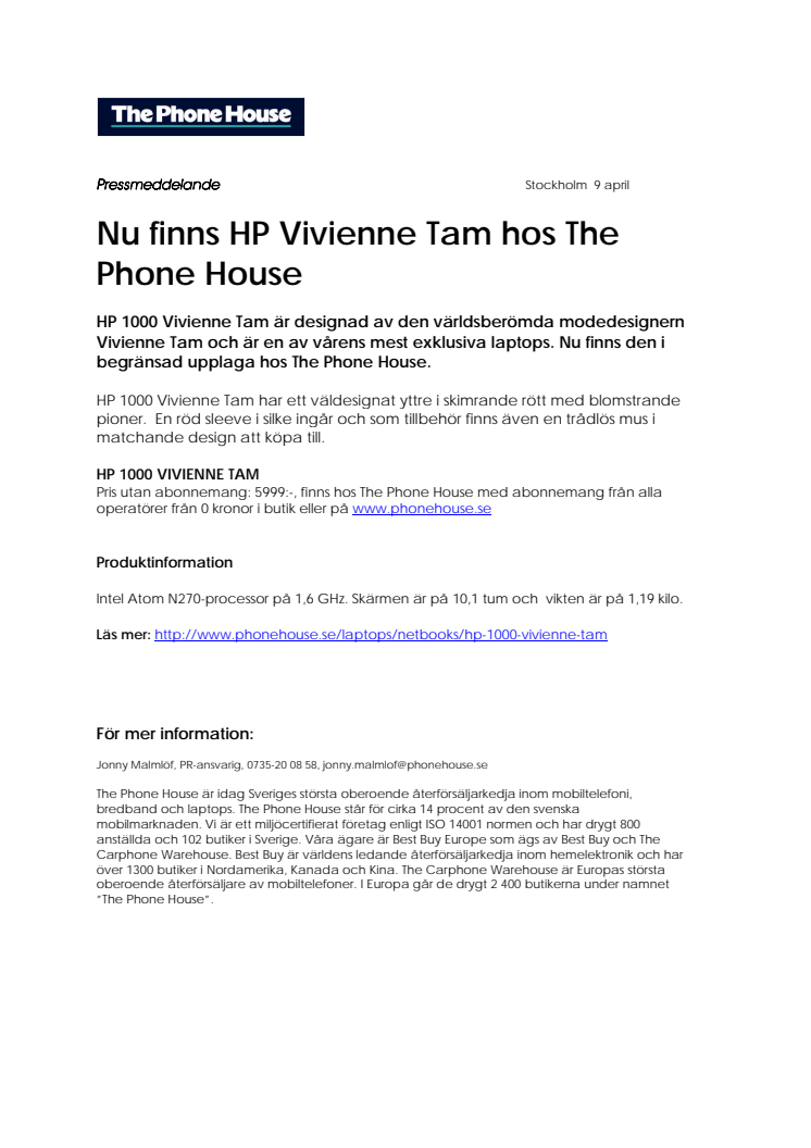 Nu finns HP Vivienne Tam hos The Phone House