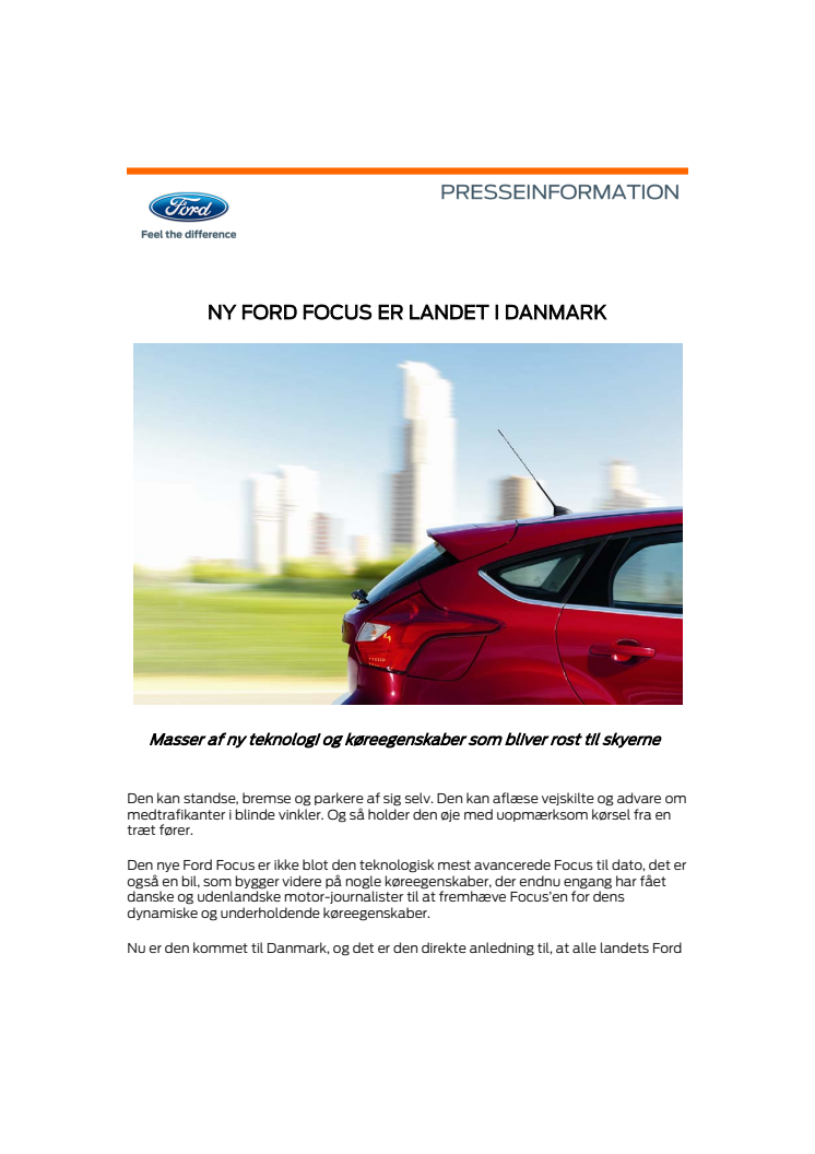 NY FORD FOCUS ER LANDET I DANMARK