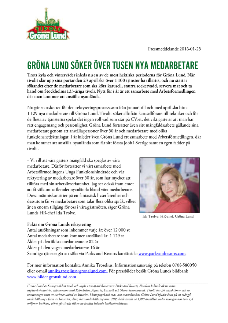 Gröna Lund söker över tusen nya medarbetare
