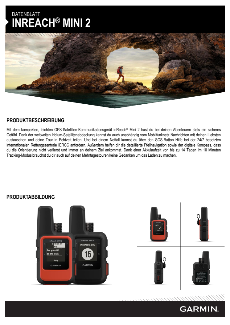 Garmin Datenblatt inReach Mini 2 CH