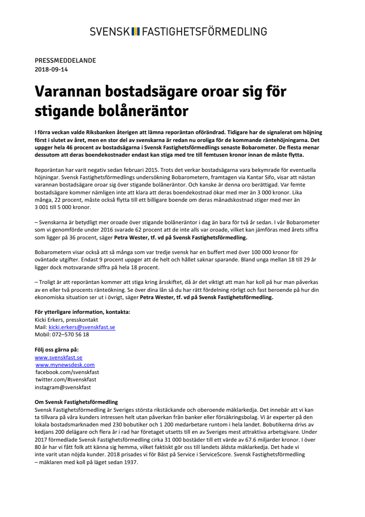 Varannan bostadsägare oroar sig för stigande bolåneräntor