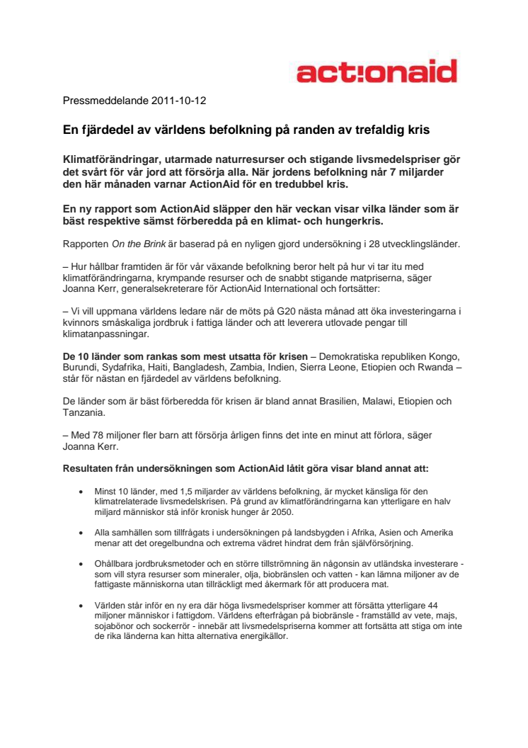 Världen står inför tredubbel kris