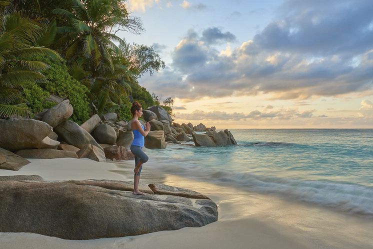 Yogastund på Seychellerna