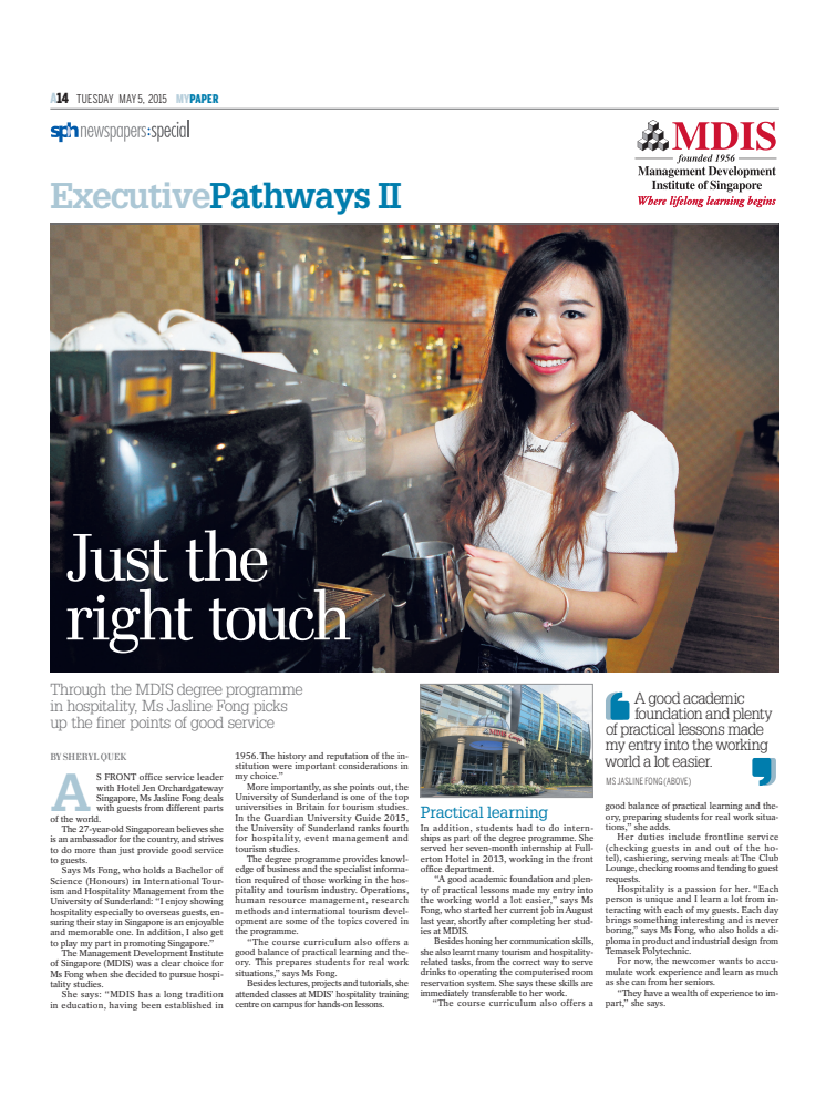 My Paper Executive Pathway II : Just the right touch