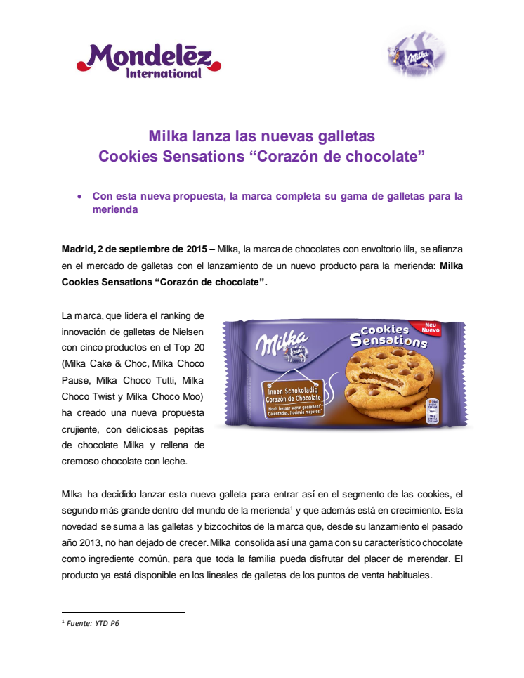 Milka lanza las nuevas galletas  Cookies Sensations “Corazón de chocolate”